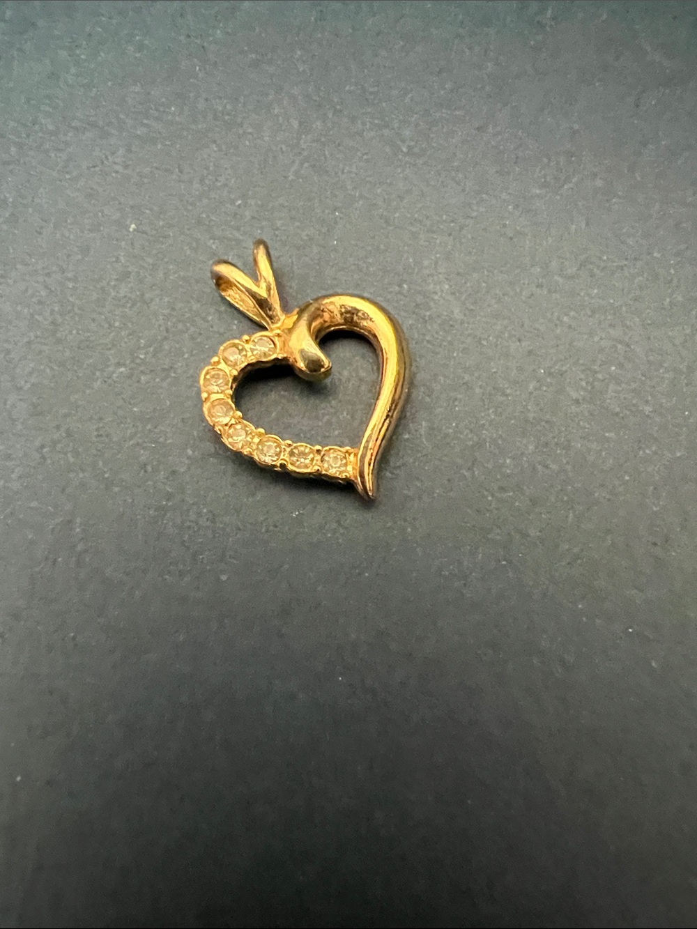 Gold Heart Pendant with Pavé Accents - Women's Jewelry